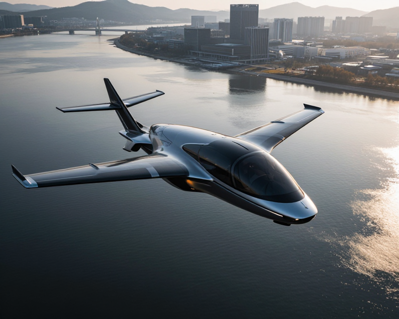 Futuristic VTOL Aircraft over Seoul