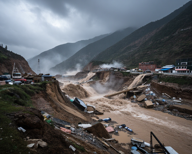 Nepal Flood Disaster Scene