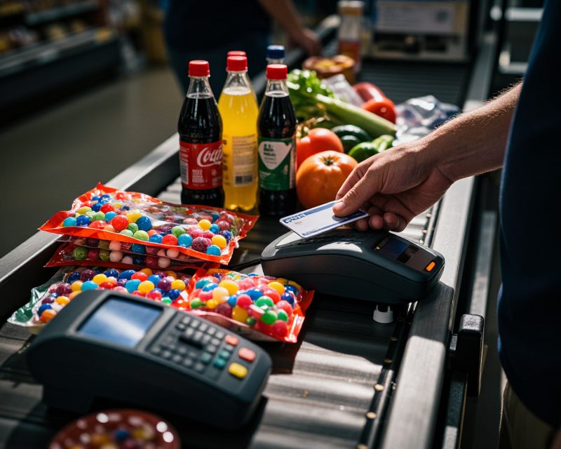 US Grocery Checkout and Legal Ruling Concept